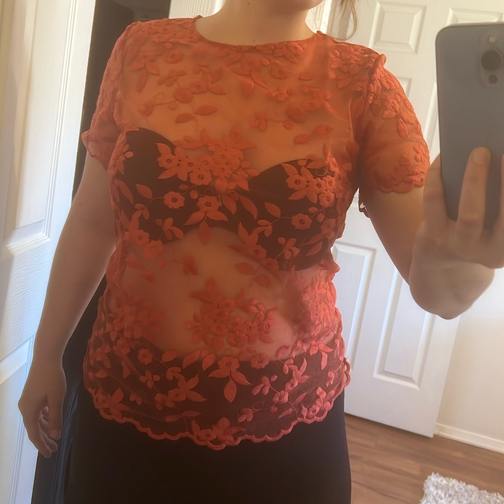 Orange Lace Top